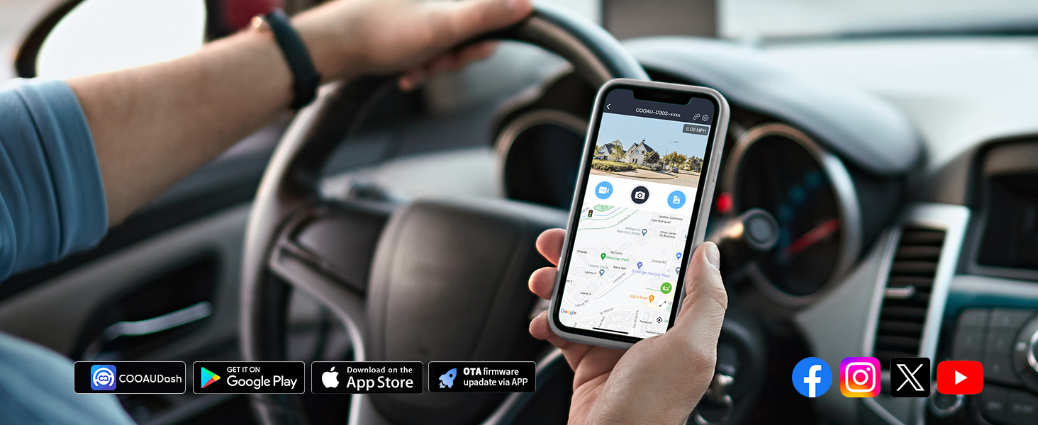 Відеореєстратор COOAU D30S 4K з GPS, WiFi, двома камерами (передньою 4K та внутрішньою 2.5K), інфрачервоною нічною зйомкою, G-сенсором, паркувальним режимом та підтримкою карт пам'яті до 256GB