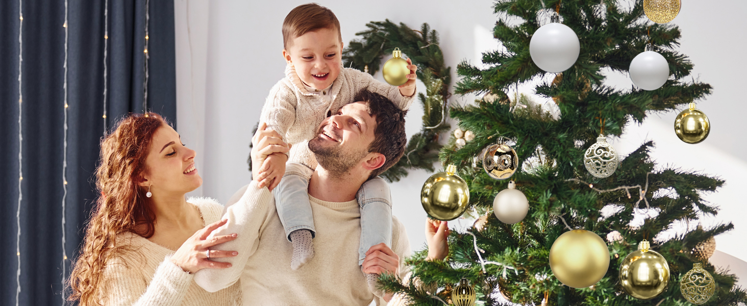 Набір прикрас на ялинку 101 шт. Золоті ялинкові кулі, ялинкова прикраса, набір ялинкових кульок, ялинкова зірка, матові та глянцеві, багаторазові, 3, 4, 6 см