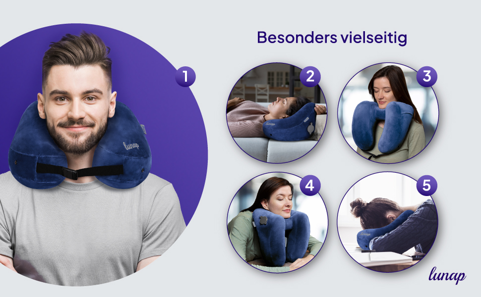 Подушка для шиї Luna Reisekissen: Memory Foam, дихаюча, для подорожей (літак, авто) | Сіра подушка для шиї | Подушка для подорожей | Подушка для шиї для дорослих