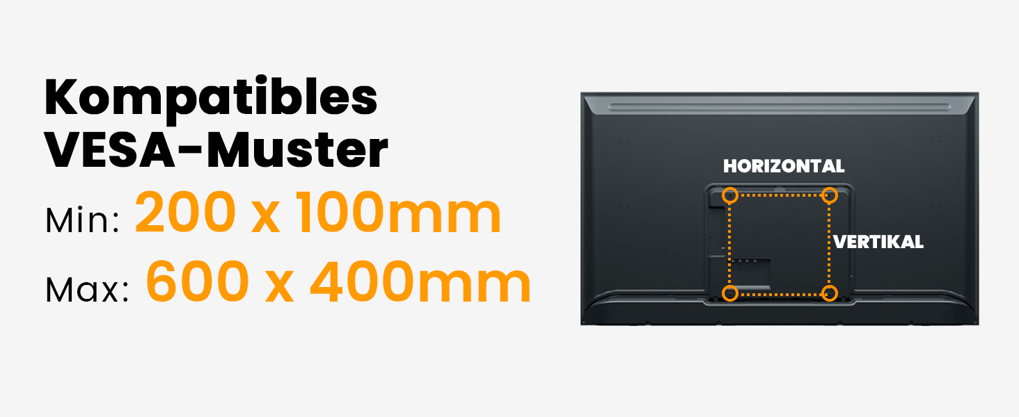 Настінна кріплення для телевізора Perlegear з розеткою, 42'-90', 68 кг, VESA 600x400 мм, PGLF11 (оновлена версія)