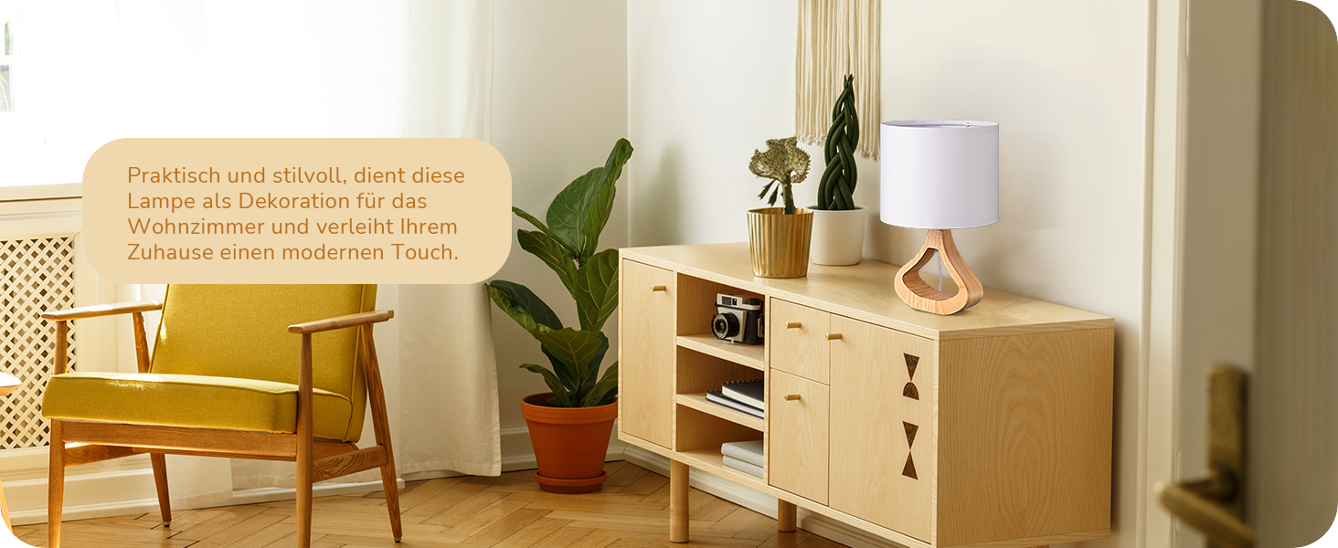 Дерев'яна торшер EDISHINE з абажуром з льону, E27, для вітальні та спальні, в стилі кантрі [Енергоклас F]