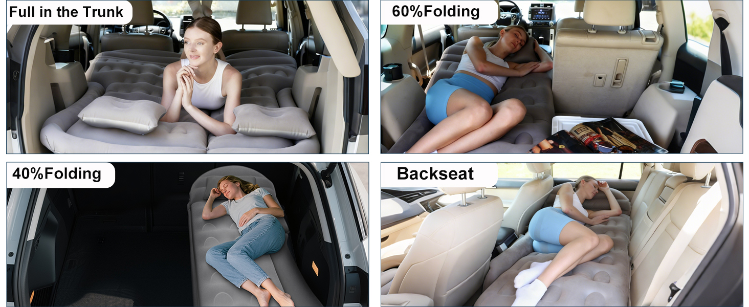 Надувний матрац для авто SUV, вантажівки та кемпінгу - матрац для заднього сидіння з електричною помпою, сірий