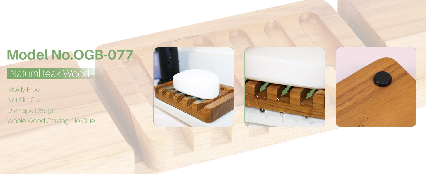 Дерев'яна мильниця з тику (HTB) з водоспадним дизайном для ванної, кухні та туалету, 1 шт.