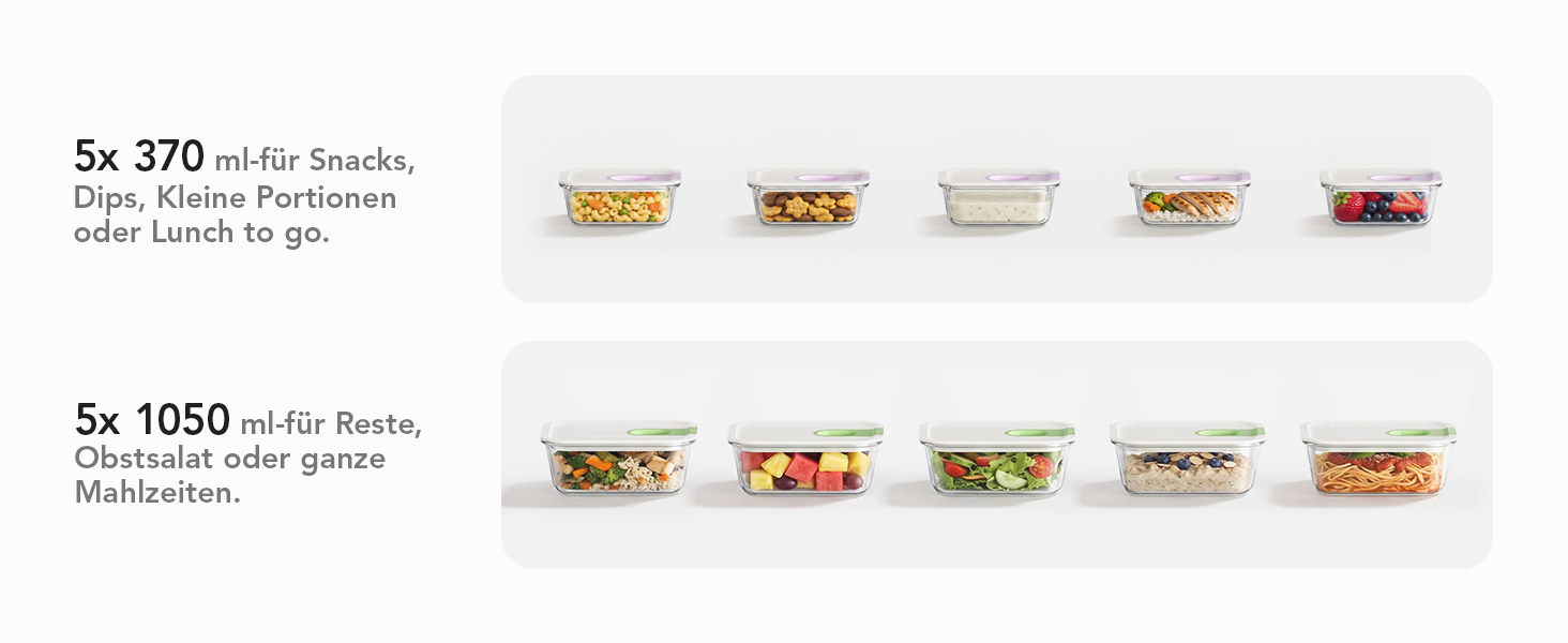 Скляні контейнери для зберігання їжі з кришками набір, Meal Prep, скляні миски герметичні, для мікрохвильовки, духовки, морозилки, посудомийки, для сім'ї, офісу, кухні (Кольорові)