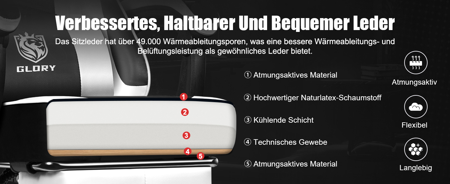 Геймерське крісло з підставкою для ніг, біле, до 150 кг - Ergonomischer Gaming Stuhl