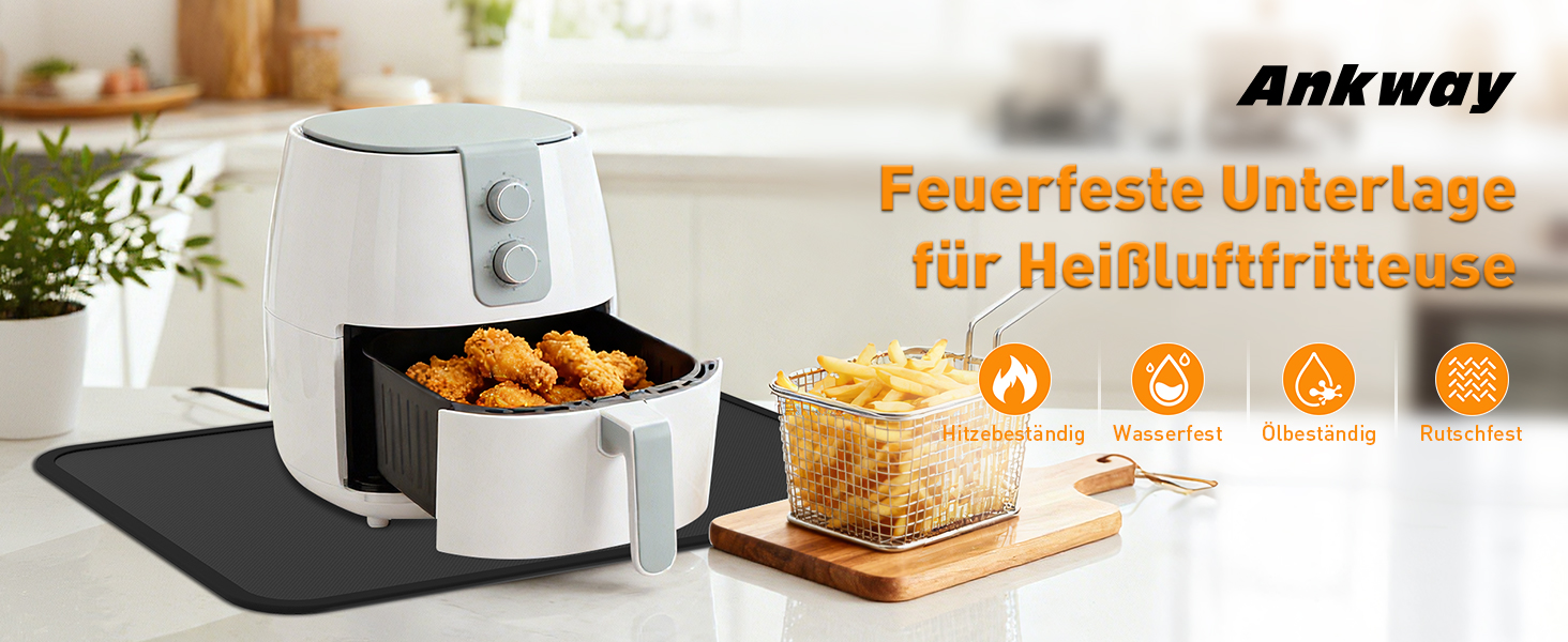 Термостійкий килимок під кавомашину Ankway 40x60 см, чорний, з силікону, антиковзаюча, водонепроникна