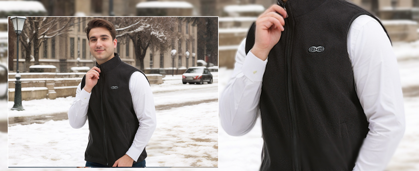 Тепла флісова жилетка для чоловіків з регулюванням 3 рівнів нагріву, 5 зон нагріву, чорна, XXL. Підходить для активного відпочинку: їзди на конях, катання на лижах, риболовлі. (Акумулятор не входить до комплекту)