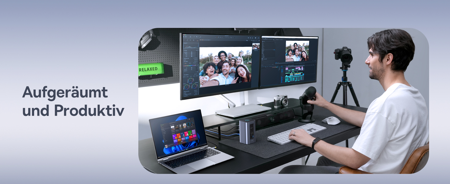 Базаус Док-станція USB-C 12-в-1 для ноутбуків Dell/HP/Lenovo/Asus/Acer/Mac: 2 монітори 4K HDMI, 10Gbps USB-C/A, 100W PD, Gigabit Ethernet