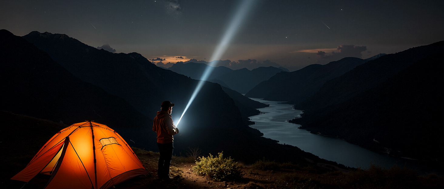 LED ліхтарик Esgreen 500000 люменів - тактичний, потужний, з USB-C, зумом, 5 режимів, для кемпінгу та безпеки