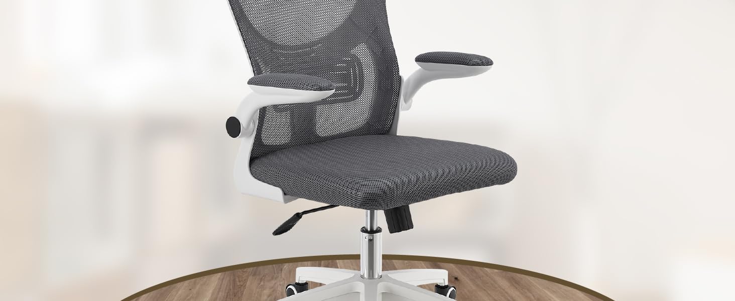 Офісний стілець Juskys Baltimore з роликами та підлокітниками - ергономічний, регульований по висоті - для кабінету, поворотний - сірий