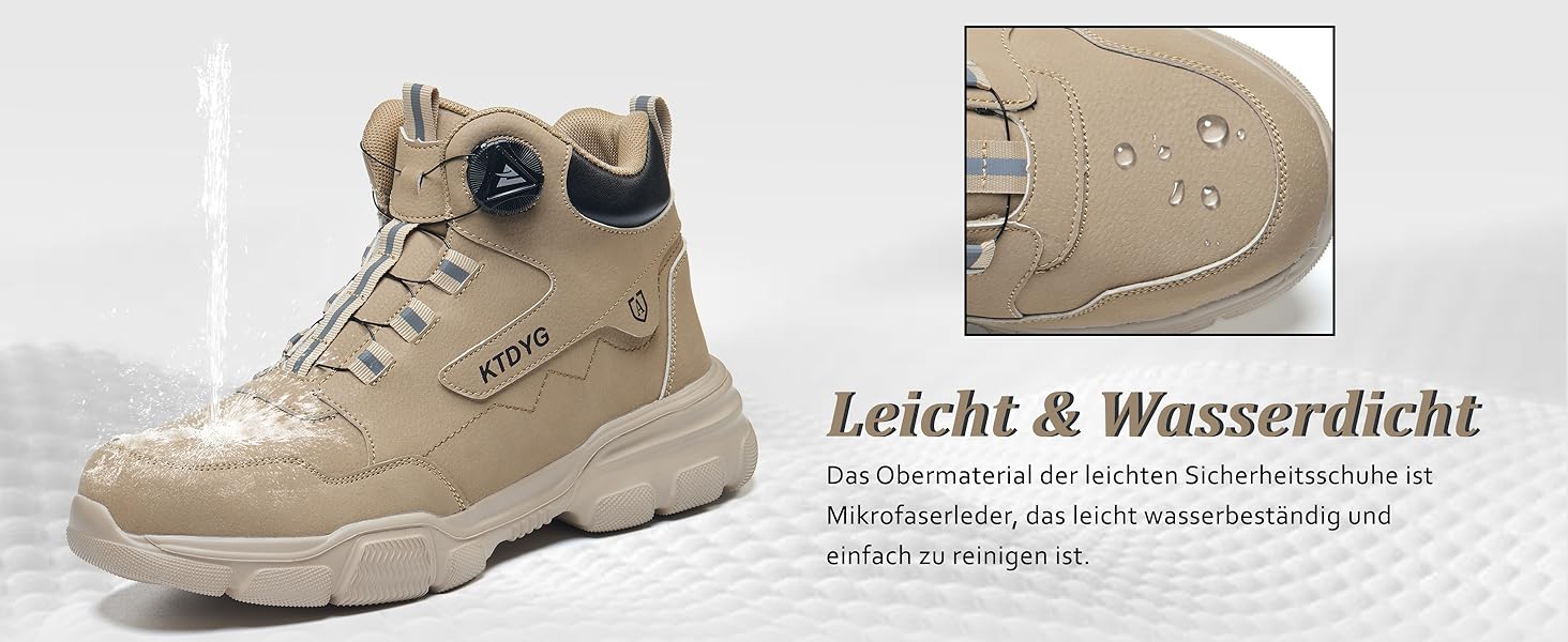 Черевики безпеки чоловічі/жіночі водонепроникні, легкі, спортивні, з металевим носком, антиковзаючі, з поворотним затвором (38 EU, Хакі)