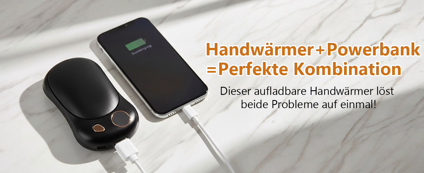 OKYUK Електричні грілки для рук 2 шт. з магнітним кріпленням, 5000 мАг, Powerbank, 3 режими, для кемпінгу та подарунків, чорний