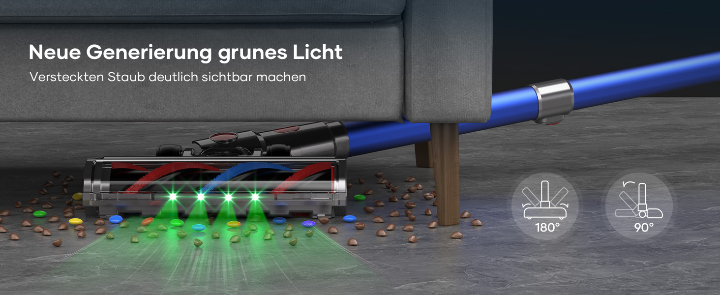 Бездротовий пилосос REBANIC S18 Max з дисплеєм, 600 Вт, 75 хвилин роботи, 58000 Па, об'єм контейнера 2 л, для твердих підлог, килимів, шерсті тварин, блакитний