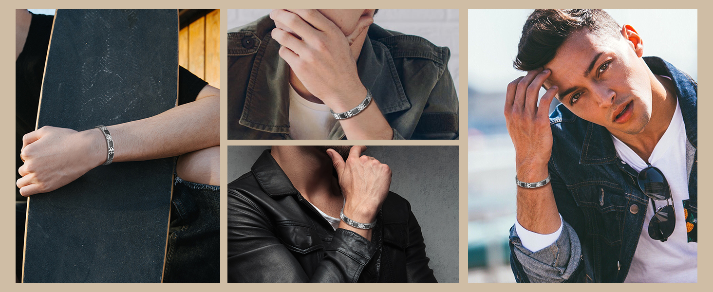Магнітне браслет для чоловіків JewelryWe з нержавіючої сталі - важке, широке, для здоров'я, подарунок на День батька