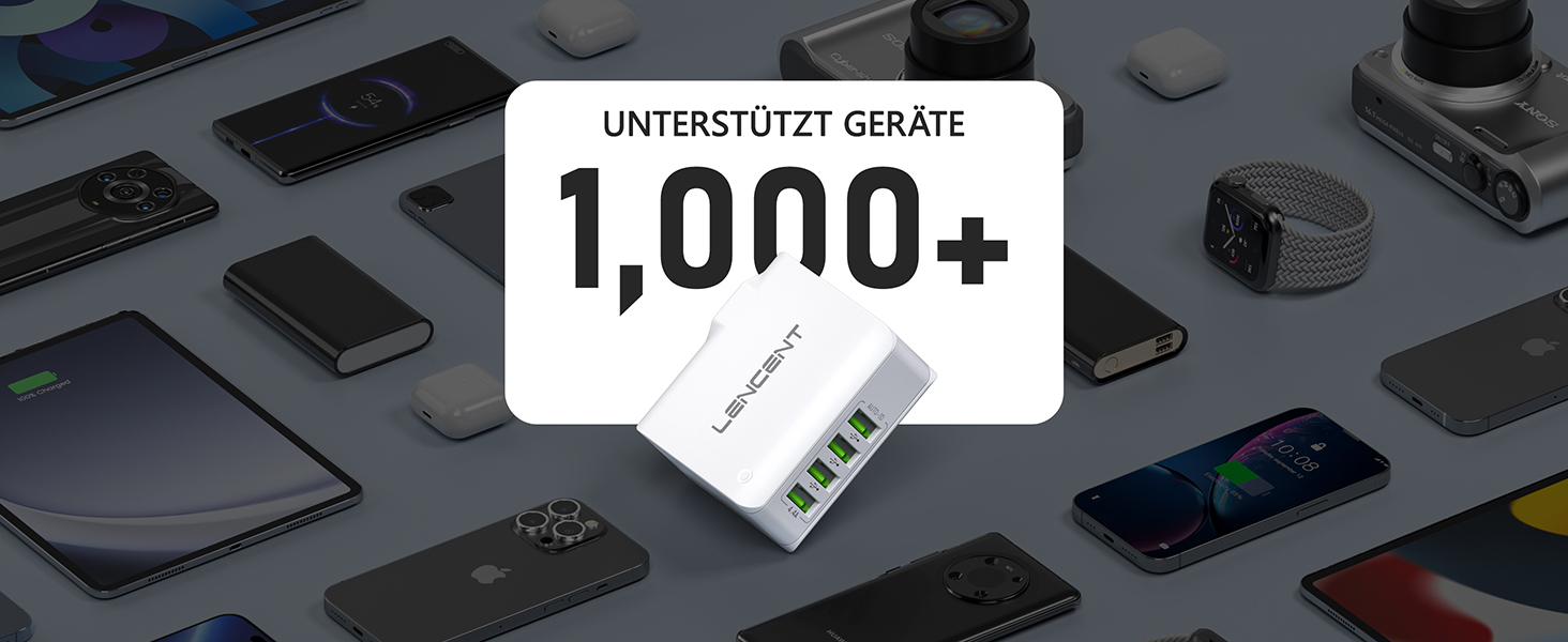Універсальний адаптер LENCENT з USB-зарядкою 4 в 1, 22W (EU/US/UK/AU) для мобільних пристроїв