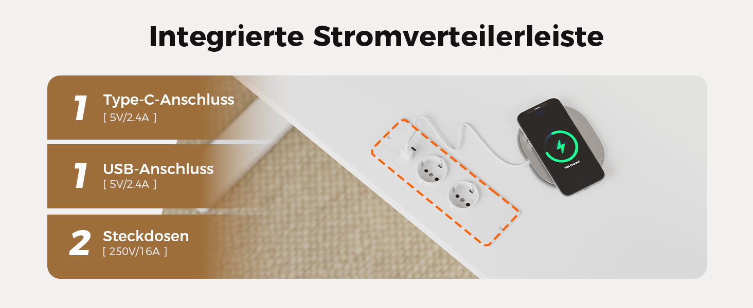 Електричний регульований стіл Agilestic 140x60 см з LED-підсвіткою, USB-портом та мобільним тримачем монітора, білий