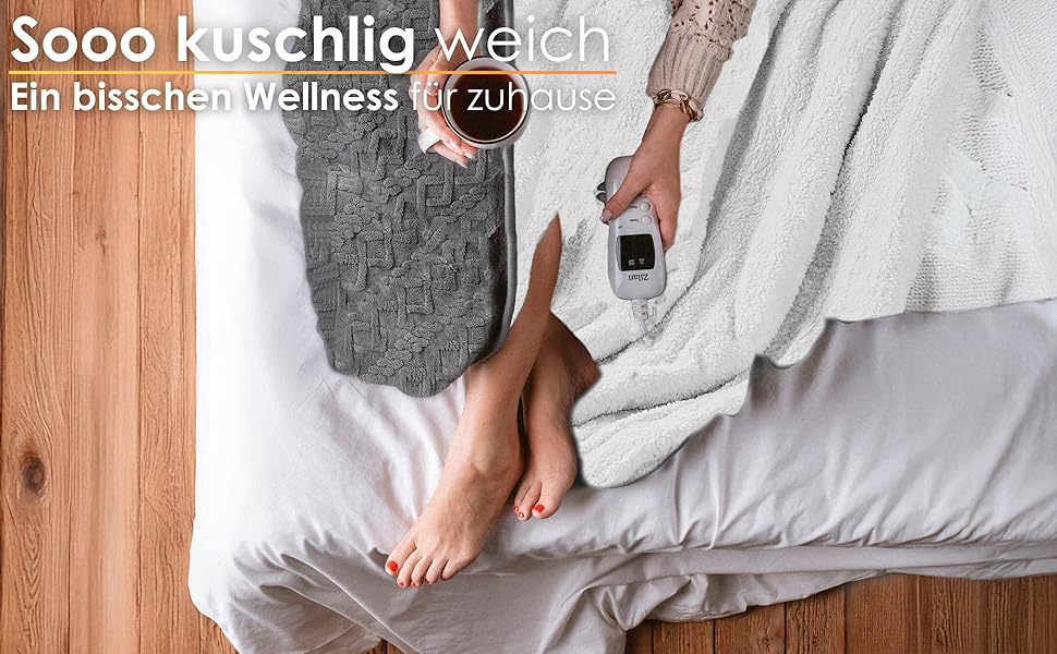 Електрична гріюча ковдра з автовимкненням Kuschelheizdecke 180x130cm, 9 рівнів нагріву, 40°C, пральна