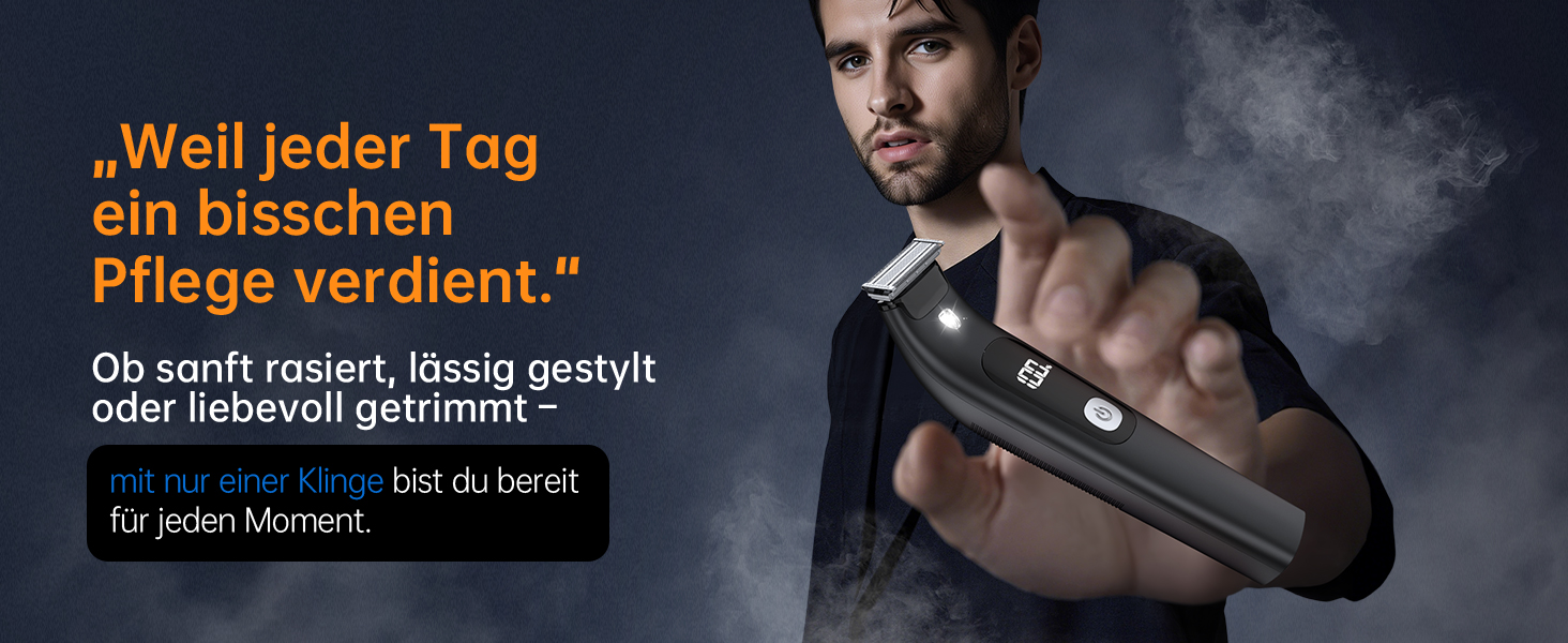 Електричний чоловічий триммер для бороди та тіла з 4 насадками, USB, вологостійкий, чорний