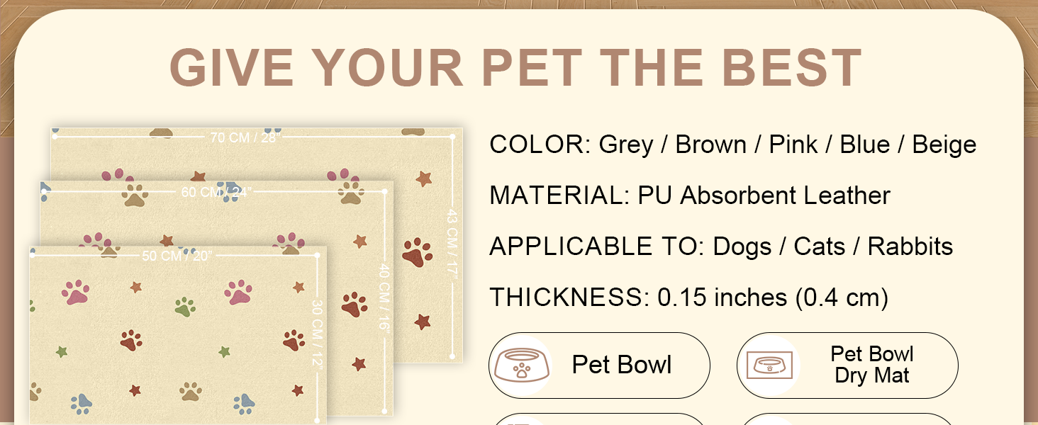 Підставка під миску для собак BLESWIN 30x50 см, вбираюча, неслизька, для цуценят, бежева