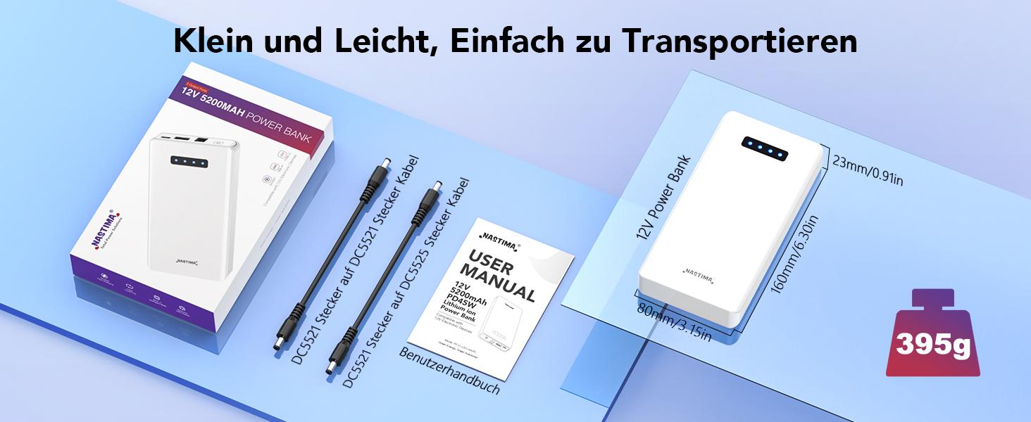 Power Bank NASTIMA 12V 5200mAh з трьохвидим виходом (USB-A, USB-C, DC) для LED, CCTV, камер та ін.