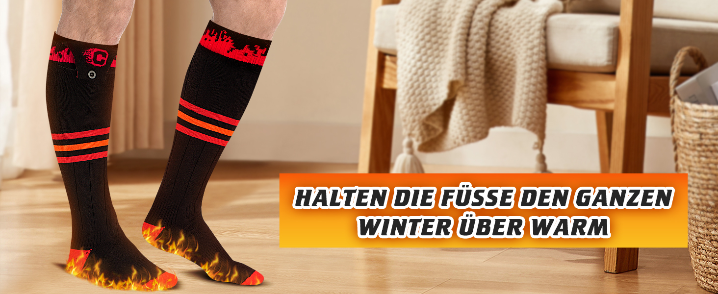 Гріючі шкарпетки COZII для жінок та чоловіків, 5V, 5000 mAh, акумулятор, 65°C, для зими, кемпінгу, полювання, катання на лижах, їзди на конях, смугасті