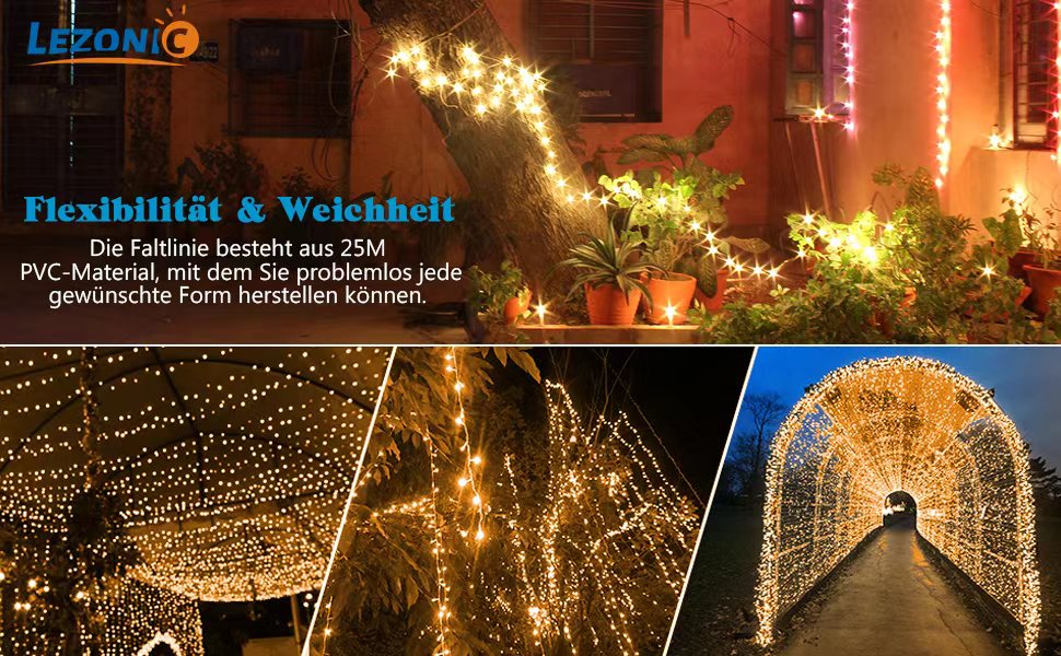 Ланцюжок LED-ліхтарів 220 LED, 25 м, 8 режимів, вологостійкий, з пультом, для декору кімнати, балкона, вечірки, Різдва (тепле біле світло), мідний дріт, PVC