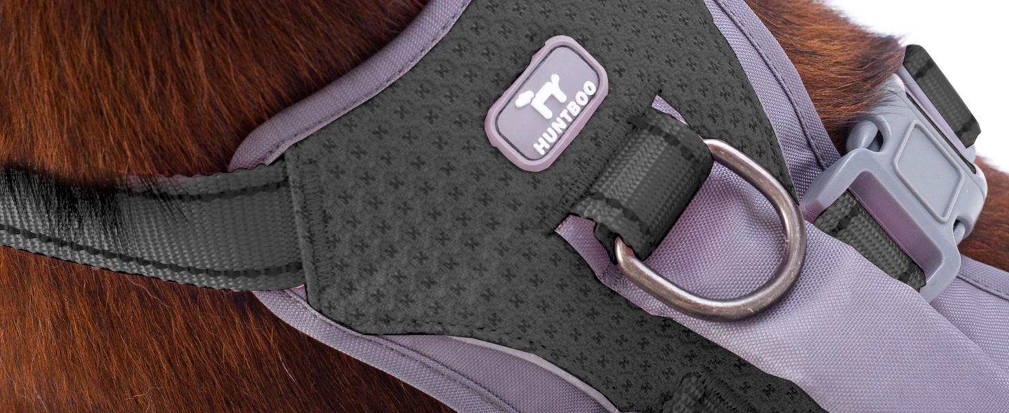 Шлейка для собак Huntboo безпечна від виривання, шлейка від паніки, світловідбиваюча шлейка з ручкою, регульована шлейка для собак маленьких, середніх та великих порід (M) Середня (1 шт.) (Extra груба (1 шт.), Чорна)