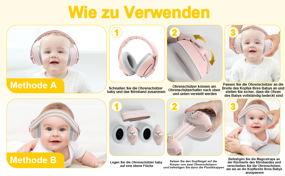 Навушники для захисту від шуму для немовлят 2-в-1, рожеві, до 48 місяців