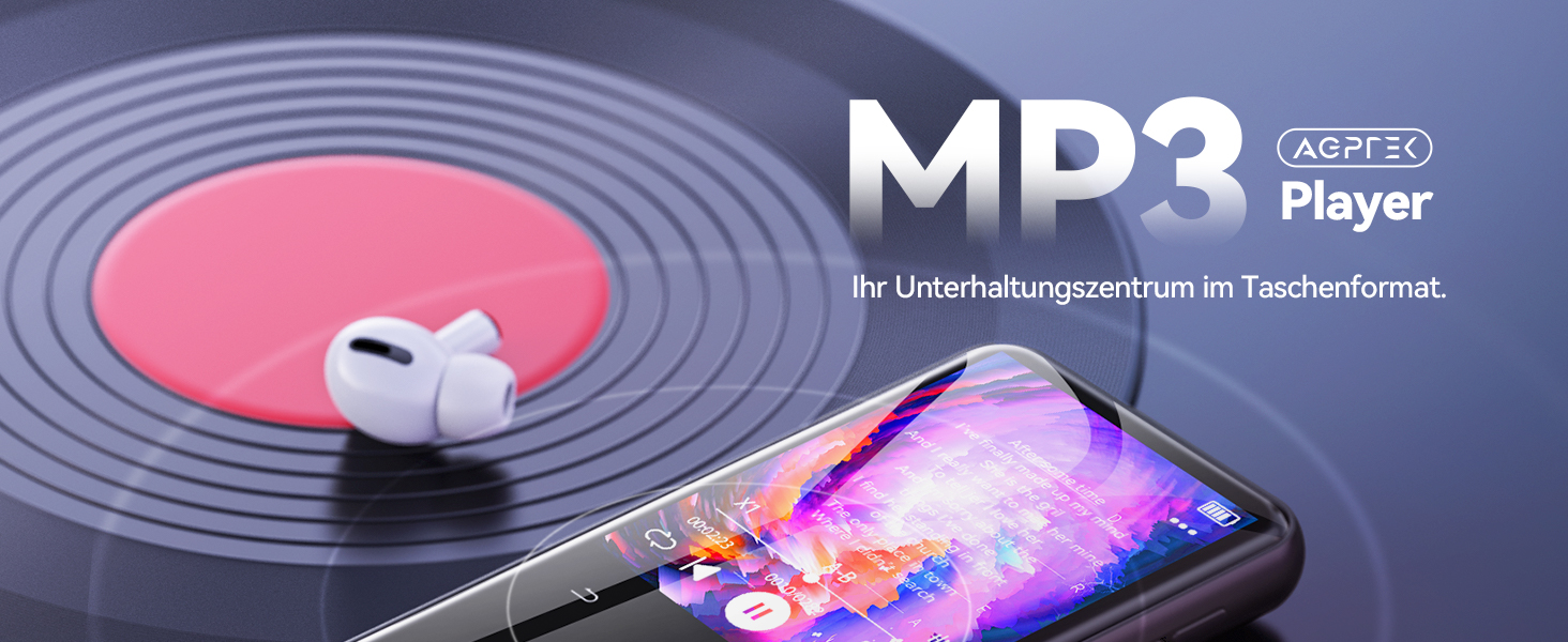 MP3-плеєр AGPTEK 64GB з Bluetooth 5.3, TFT-екраном 2.4