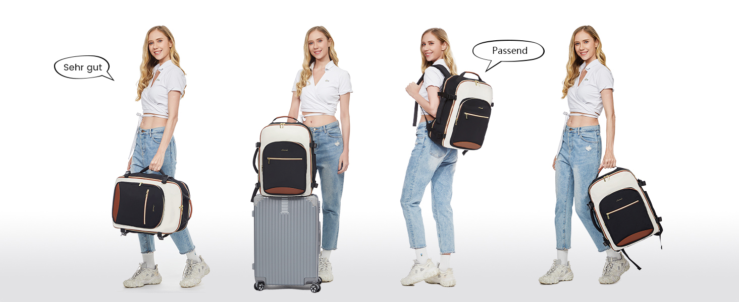 Рюкзак LOVEVOOK для ручної поклажі літака, 40L, водонепроникний, для ноутбука 17 дюймів, для подорожей, школи, роботи, кемпінгу, чоловічий/жіночий, бежевий+чорний+коричневий