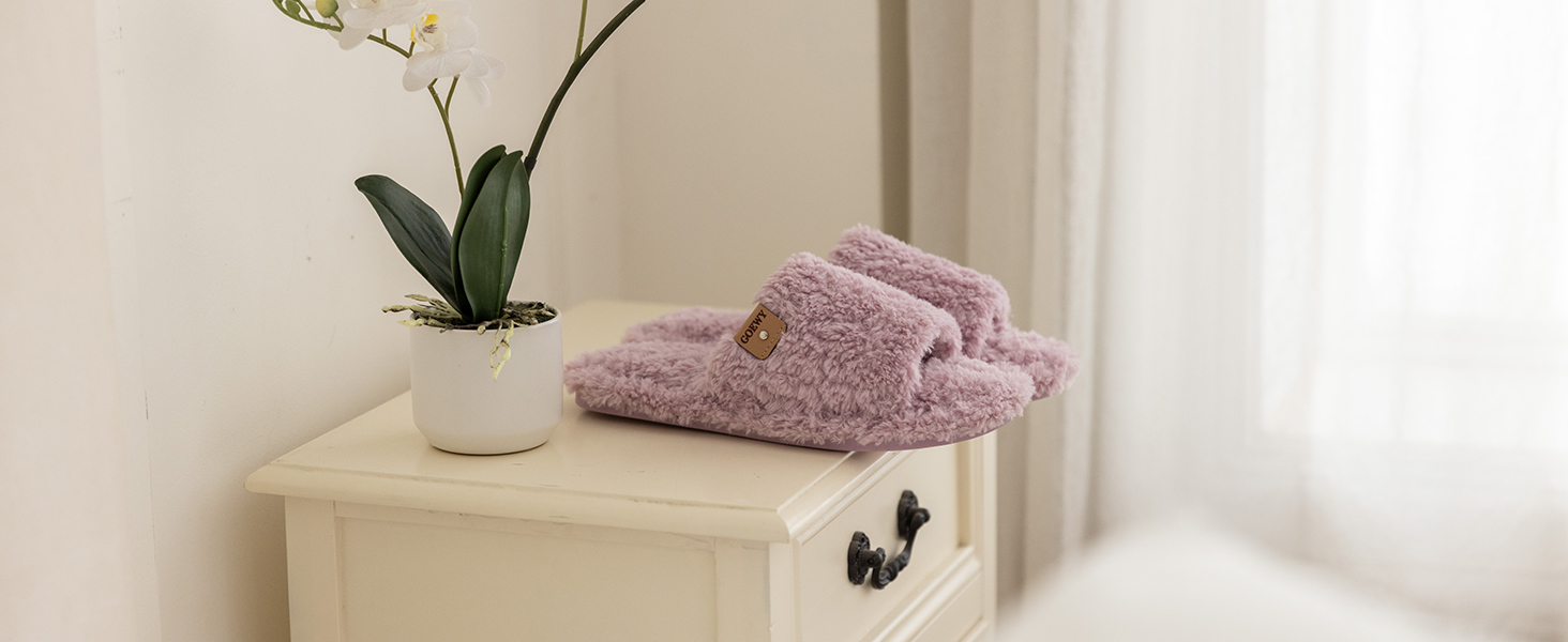 Жіночі домашні тапочки з меморі-піною - м'які відкриті тапочки на п'яті, неслизька підошва для дому/на вулицю. Супер м'які пухнасті тапочки-слайдери в подарунок для жінок та матерів