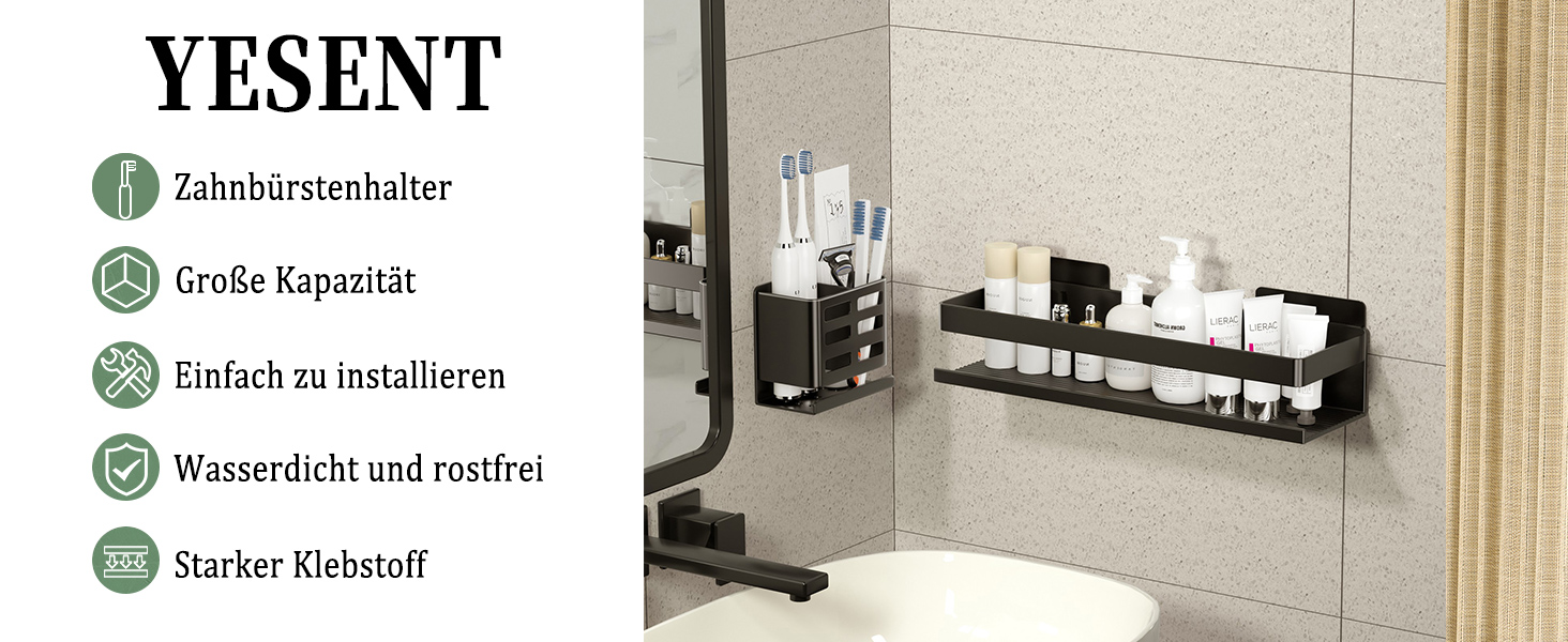 Алюмінієвий душовий кошик, 30 см, 2 шт. - Органайзер для ванної кімнати, настінний, самоклеючий (2 шт. в наборі)