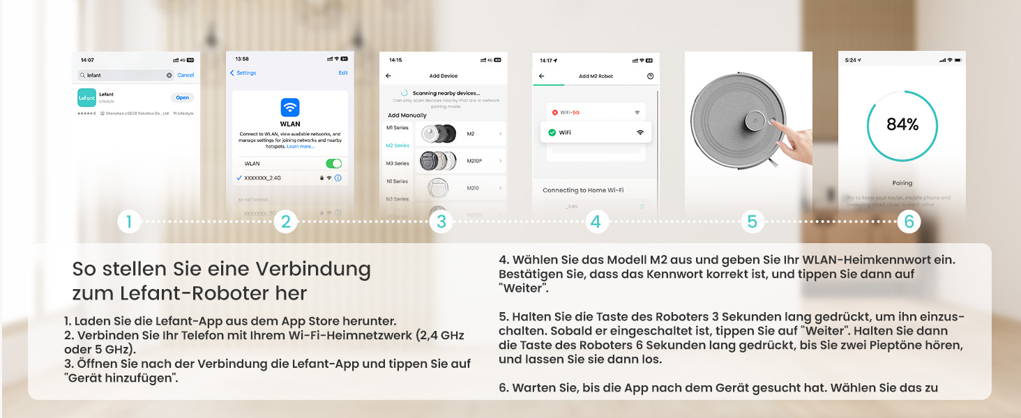 Робот-пилосос LEFANT M2 з функцією миття підлоги, 6000Pa, LiDAR-навігація, зони заборони, керування через додаток/Alexa, ідеальний для шерсті тварин, килимів та твердих підлог M2G