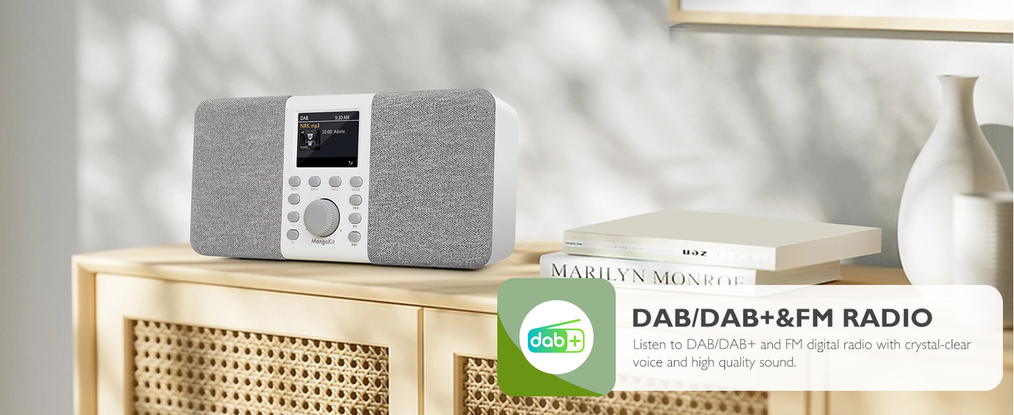 Радіоприймач MD5 Stereo DAB+ з Bluetooth, сірий - цифрове радіо DAB, FM, годинник, будильник