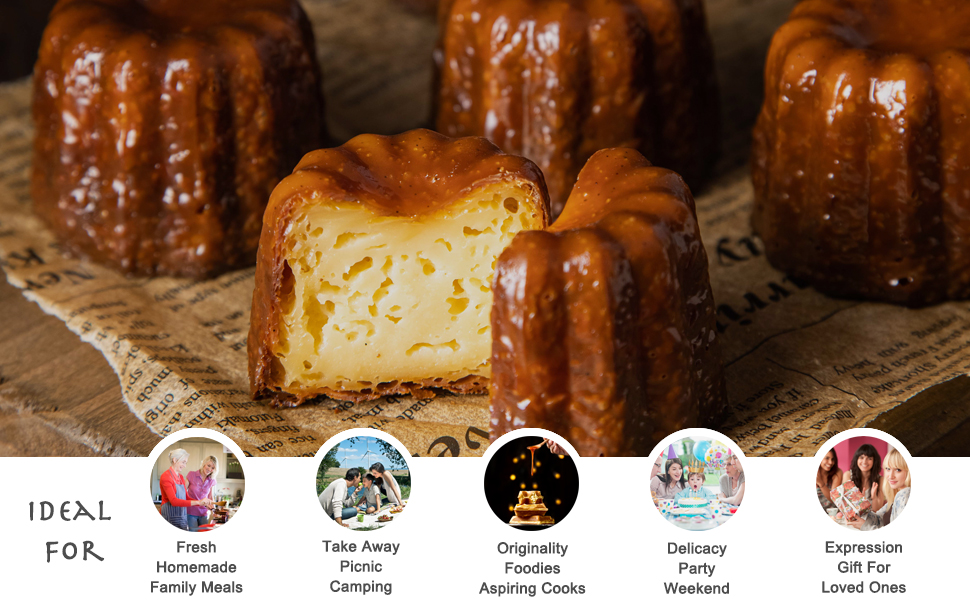 Форма для випікання канеле CHEFMADE, 12 отворів, антипригарна, для мафінів та кексів, шампань золото, для духовки