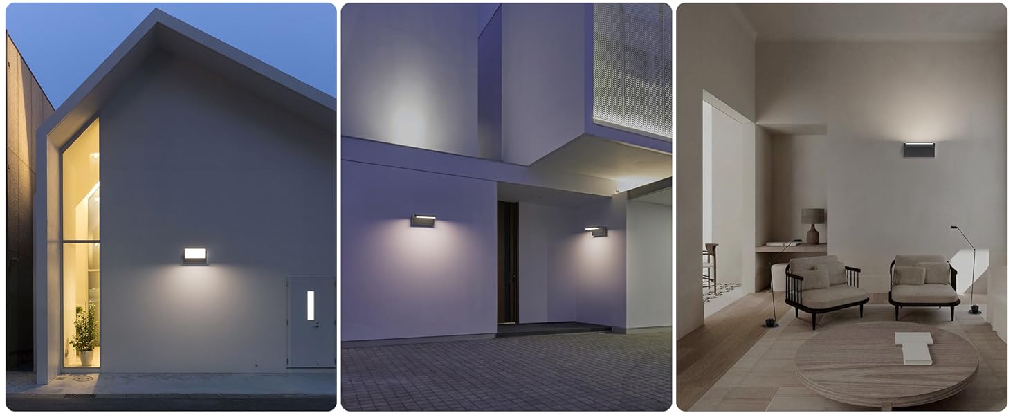 Klighten Зовнішня лампа 24W, водонепроникна IP65, поворотна LED панель для саду, тераси, фасаду. 1500 люмен, тепле біле світло 3000K, антрацит
