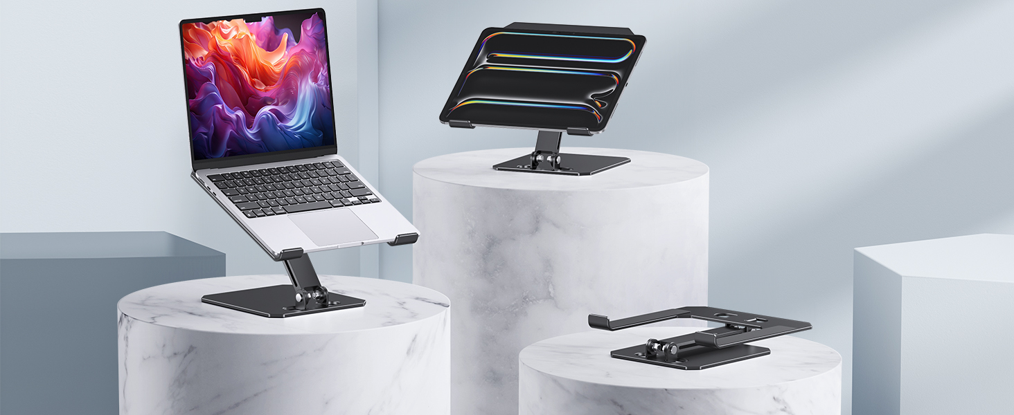 Підставка для ноутбука OMOTON з алюмінію, регульована по висоті, ергономічна, складна, чорна (11-16 дюймів)