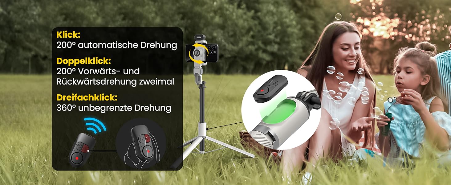 Стабілізатор для телефону AOCHUAN M2Pro, 4-в-1 RGB світло, тримач для смартфона, 108 см, чорний/білий