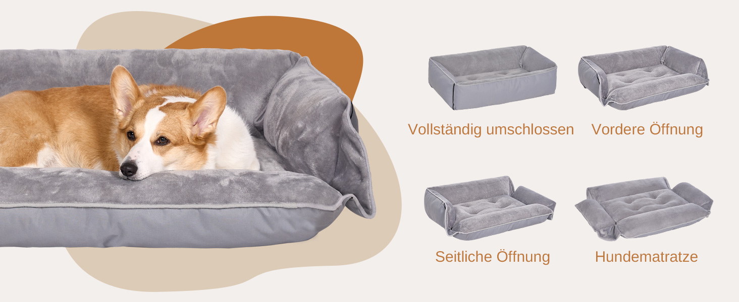 Лежанка для собак Dogat, 76x63 см, сіра, з фетру, з блискавкою, для собак малого, середнього та великого розміру