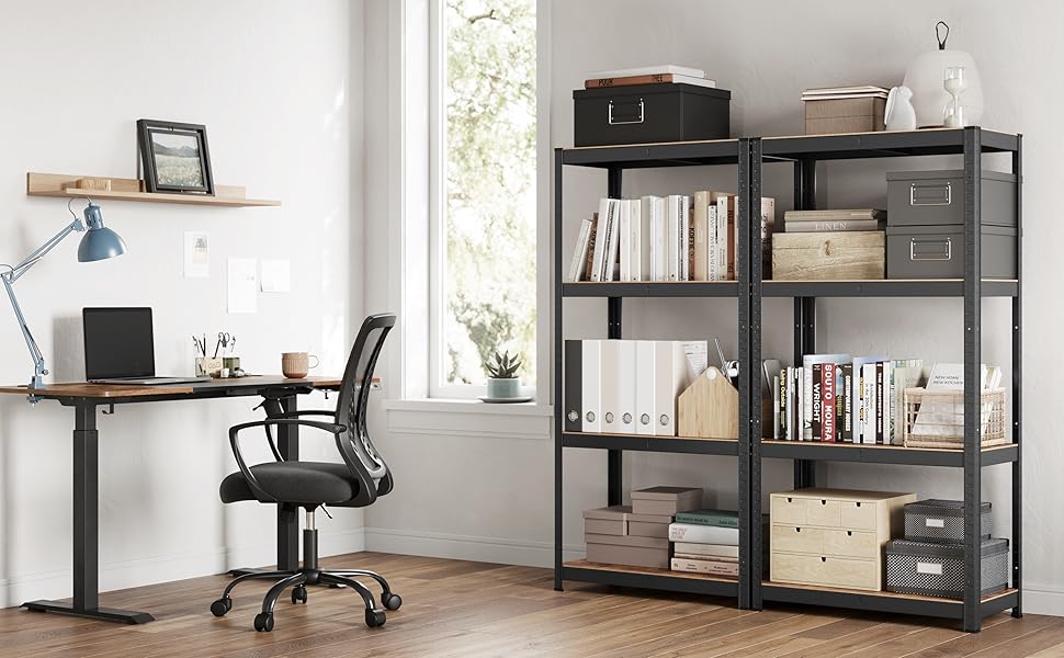 SONGMICS 2-Tier Industrial Shelving Unit - Vintage Brown & Black