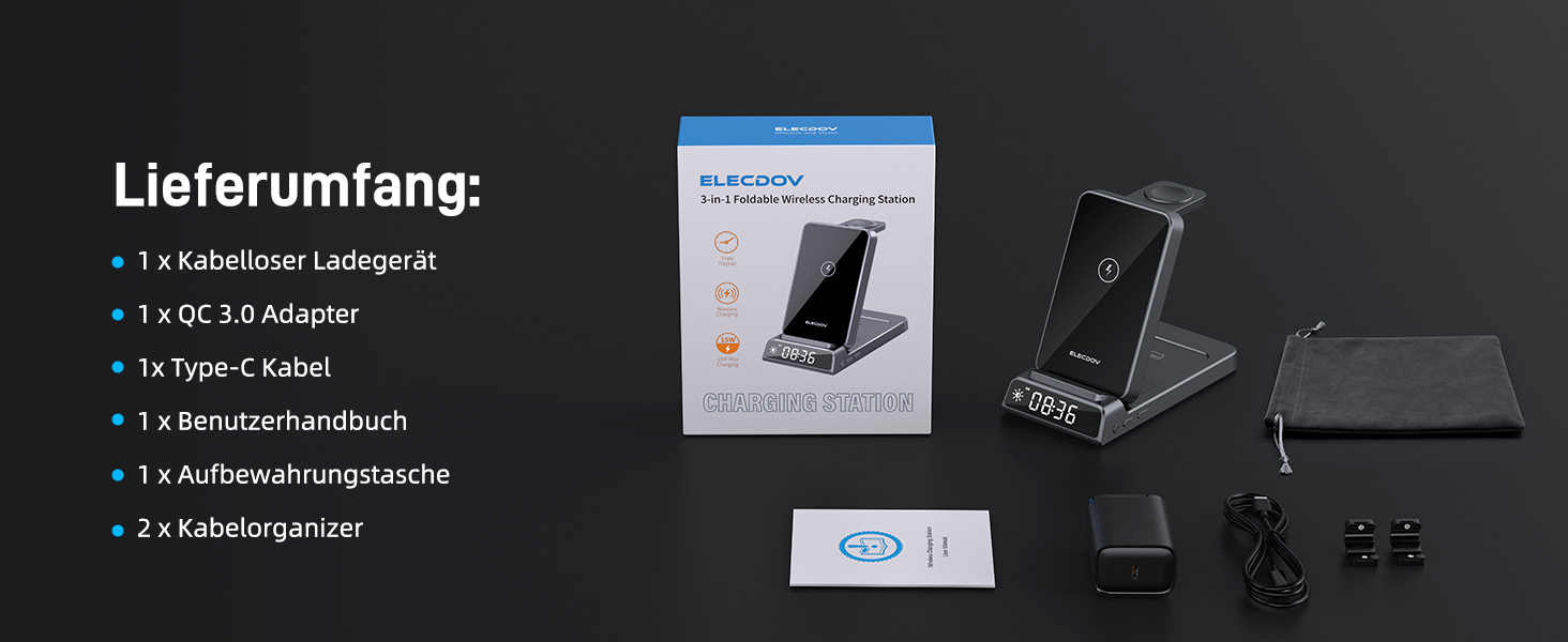 Бездротовий зарядний пристрій 3-в-1 для Samsung Galaxy S26/S25/Z Fold 7/Flip 7/Buds 3/2, Watch 8/7/6/5 Pro - сірий