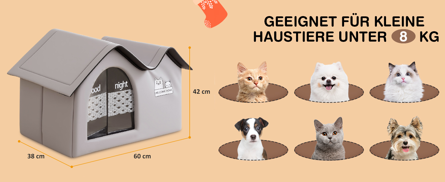 Зручне котяче будиночок ALLSOPETS для вулиці: водонепроникне собаче житло, тепле ізольоване притулок для тварин з подвійним дахом (чорний)