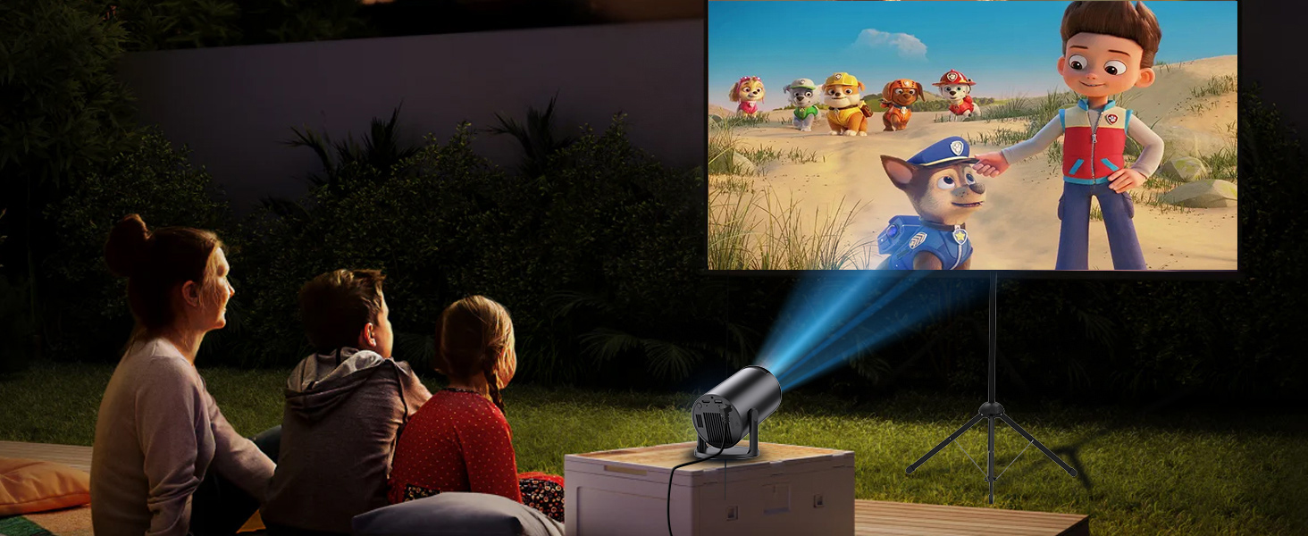 Портативний проєктор Yoton Mini Beamer Wi-Fi6/Bluetooth 5.4 з бездротовою трансляцією екрану (Android/iOS), підтримка 1080P, автоматична корекція трапецеїдальних спотворень, HDMI, Native 720P, білий (чорний)