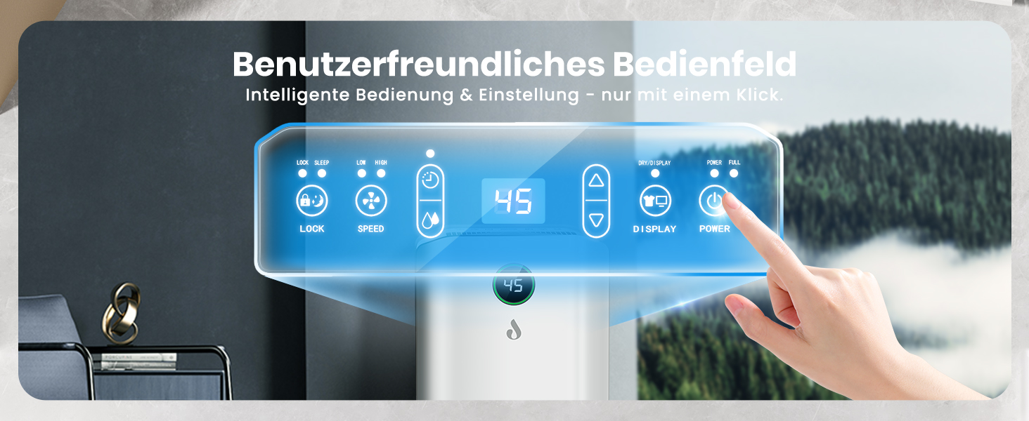 Електричний осушувач повітря 20л/день з цифровим дисплеєм, таймером та підключенням до каналізації. Для квартири, підвалу, вітальні.