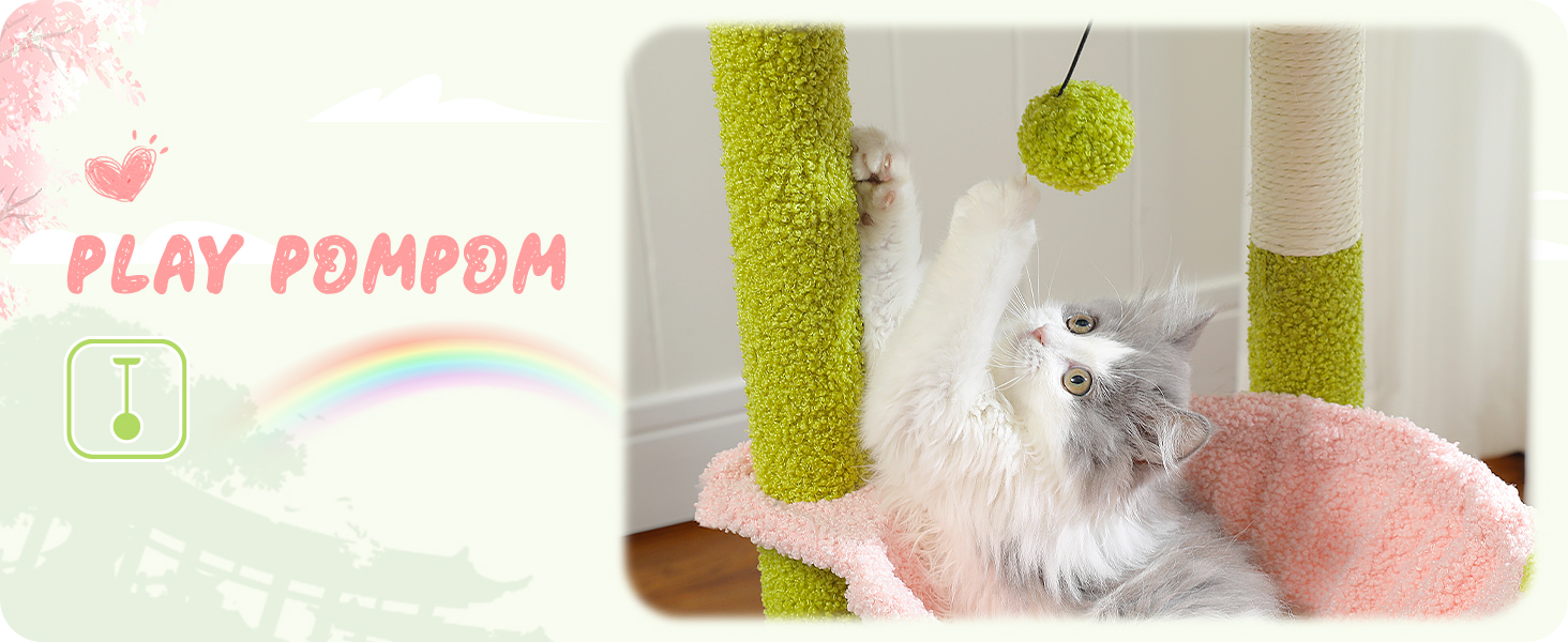 PAWZ Road Крактар для котів з гамаком, котячий комплекс з сизалю, зелений 83 см (рожевий)