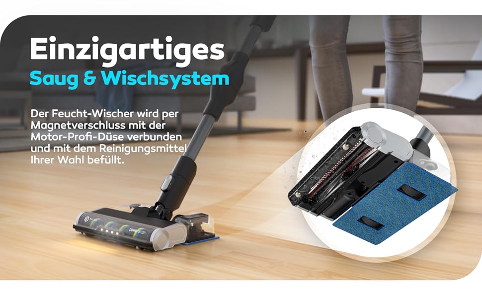 Бальтер Верту X11 PRO: Бездротовий пилосос з функцією миття підлоги, акумуляторний, 350W, до 50 хв роботи, без мішка, гнучкий з'єднувальний елемент, LED-насадка, для видалення шерсті тварин