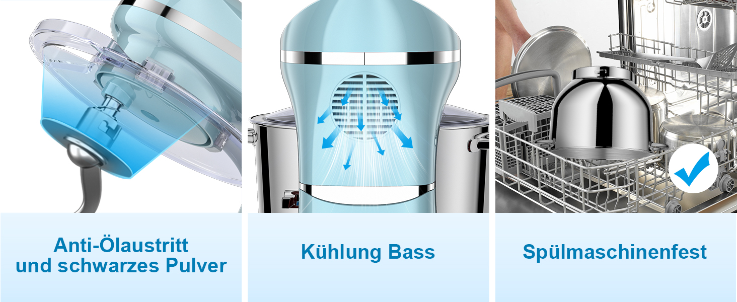 Кухонна машина (планетарний міксер) 1500W з чашею 7л з нержавіючої сталі, 6 швидкостей + імпульсний режим, набір насадок (гак, вінчик, міксер), колір: синій