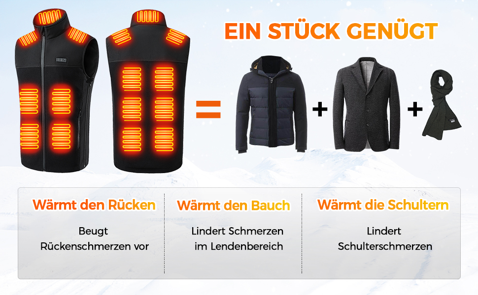 Електрична гріюча жилетка з флісу для чоловіків та жінок, 13 зон обігріву, 3 режими температури, Powerbank 10000mAh, Ritter, чорна