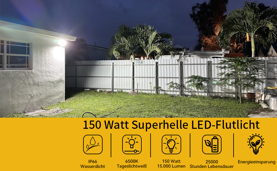 2 шт. LED прожектори для вулиці 100Вт, суперяскраві 8910Лм, холодне світло 6500K, IP66 водонепроникні, з євровилкою, для безпеки, двору, саду