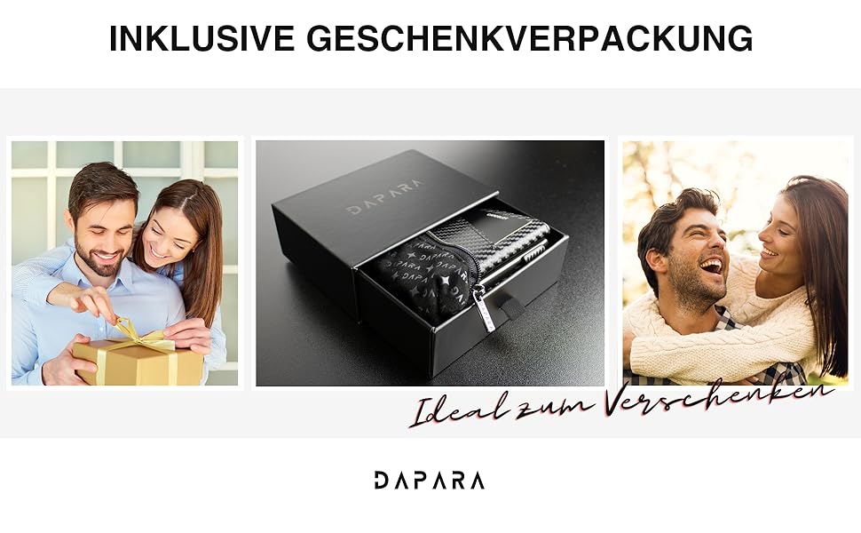 Чоловічий гаманець DAPARA з RFID-захистом | Тонкий гаманець для чоловіків з відділом для монет | Гаманець-картхолдер на 12 карт | Чоловічий гаманець з карбону - чорний